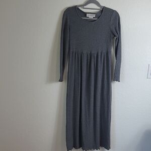 Paris Sport Club Charcoal Vintage Waffle Long Sleeve Dress Size 9/10